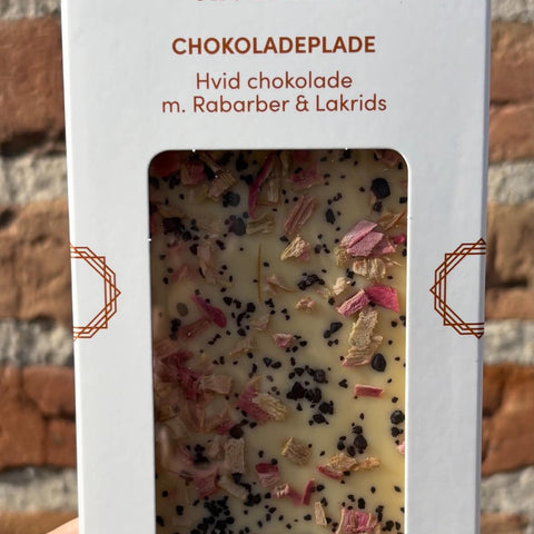 Chokoladeplade m. Rabarber og lakrids